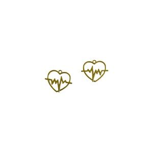 Heartbeat Heart Shape Frame Gold Plated Charms DIY Jewelry Earrings Necklace